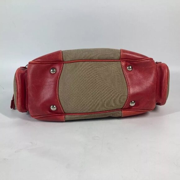 PRADA Bucket type Logo drawstring bag Shoulder Bag Leather/Canvas Beige/Red - Picture 9 of 16